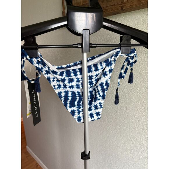 NWT La Blanca Moody Midnight Tie Dye Greece String Bikini Bottom w Tassels 10 - Picture 2 of 5